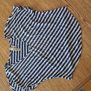 Womens Eyeshadow Blue White Striped Sequin Knit Top Large